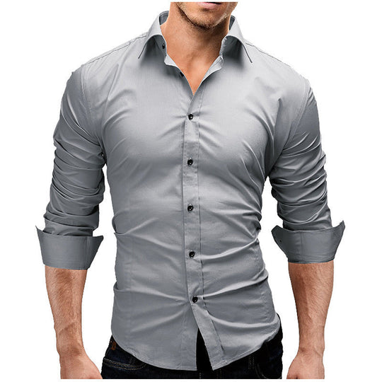 Herren nan tailliertes Businesshemd mit Cutaway-Kragen und Stretch-Baumwollmix EB
