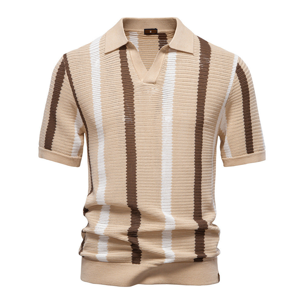 Herren nan kurzärmeliges Strickpolo mit Reverskragen und strukturierter Maschenware EB
