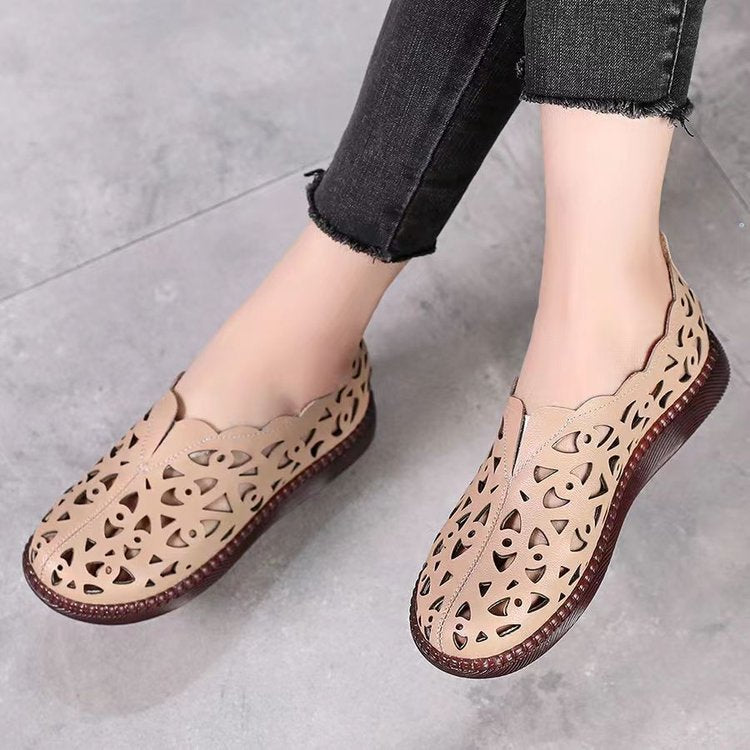 Damen luftige Mokassins mit elegantem Cut-Out-Design und rutschfester Sohle EB