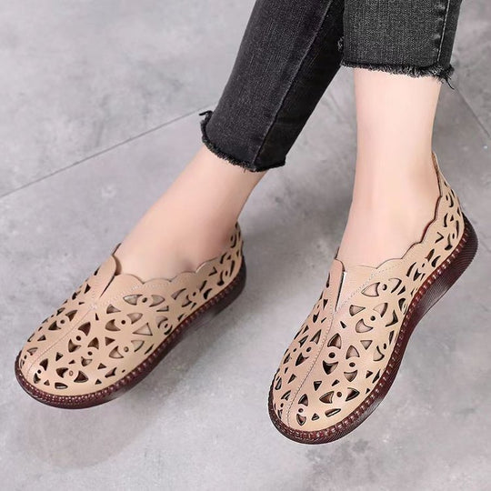 Damen luftige Mokassins mit elegantem Cut-Out-Design und rutschfester Sohle EB