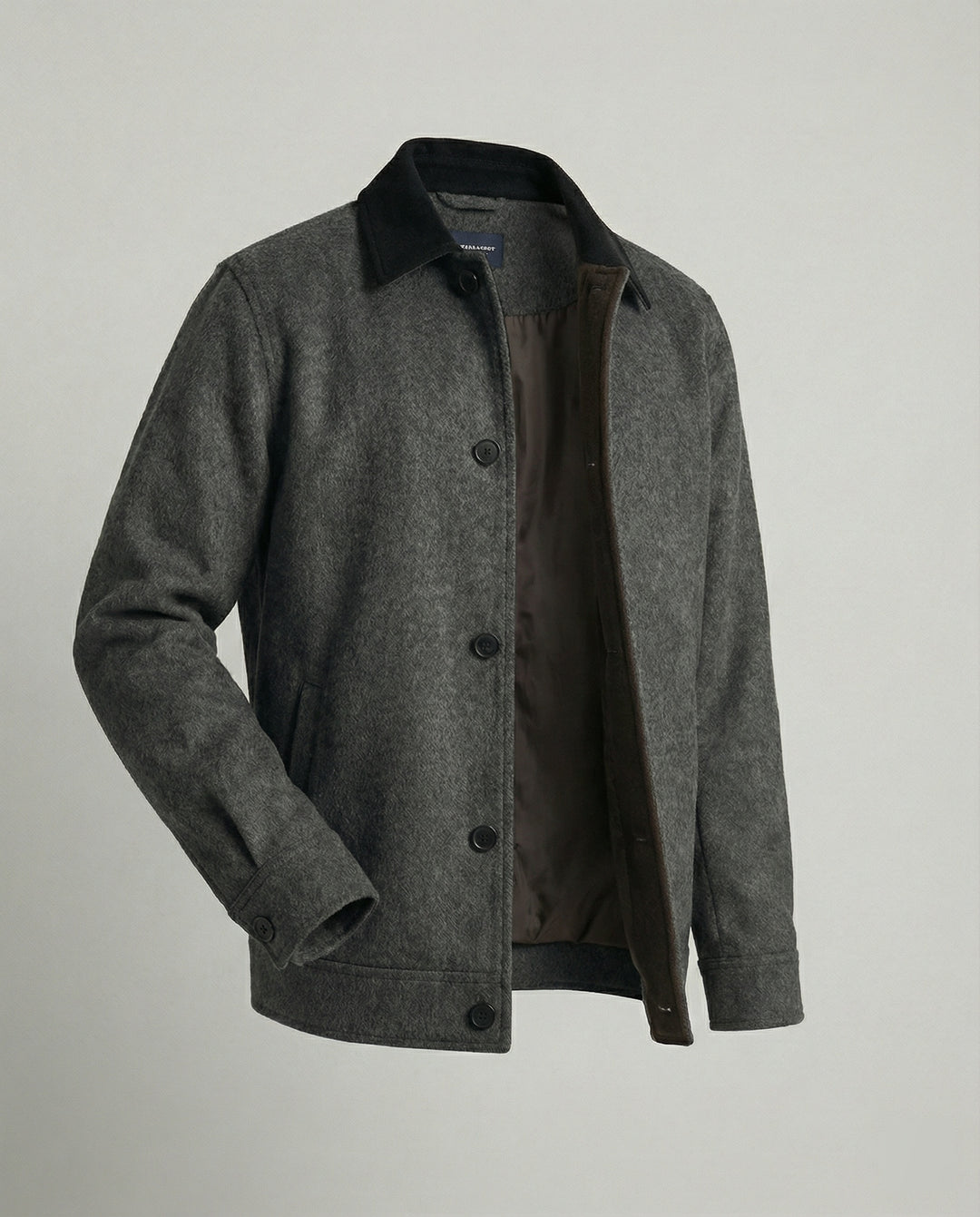 Herren geradliniger Wollmix-Hemdblouson mit Kontrastfutter und verdeckten Eingrifftaschen EB
