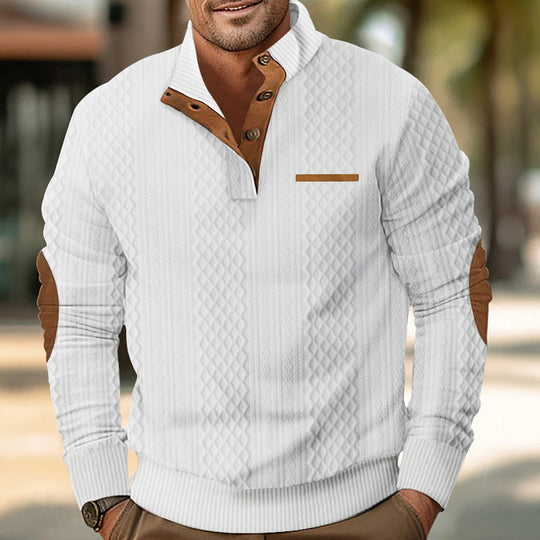 Herren Strickpullover mit modernem Kragen und strukturierter Oberfläche EB
