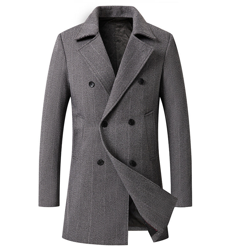 Herren eleganter Doppelreiher-Mantel im minimalistischen Design EB