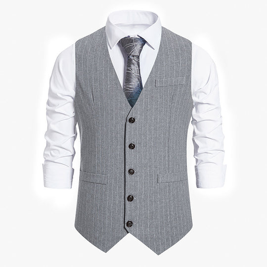 Herren elegante Anzugweste mit feinem Nadelstreifen und praktischen Taschen EB