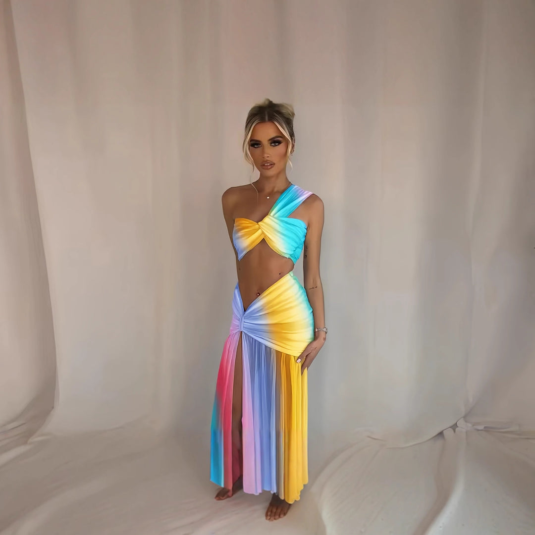 Damen Exquisites Wickelkleid mit asymmetrischem Schnitt und tiefem Schlitz EB