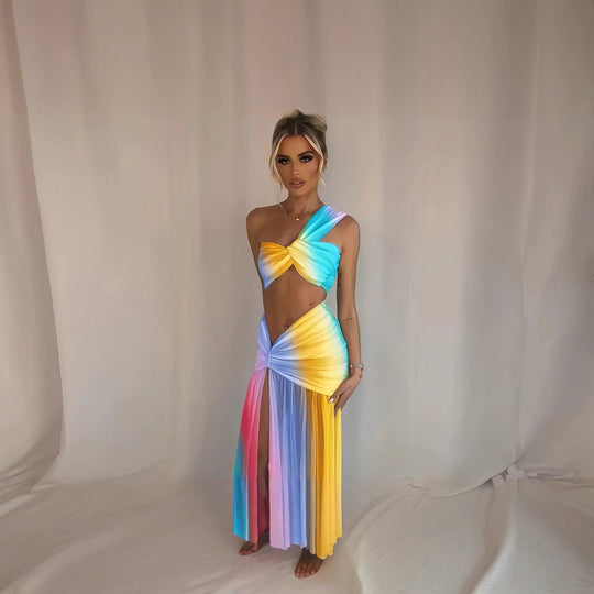 Damen Exquisites Wickelkleid mit asymmetrischem Schnitt und tiefem Schlitz EB