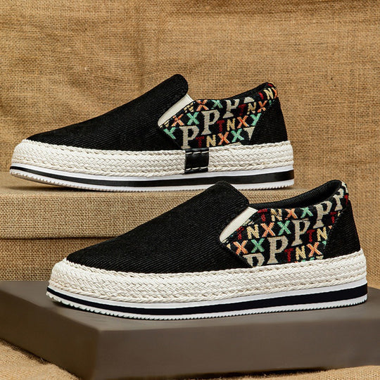 Damen Espadrilles-Slipper mit elastischem Einschlupf und modischem Textil-Obermaterial EB