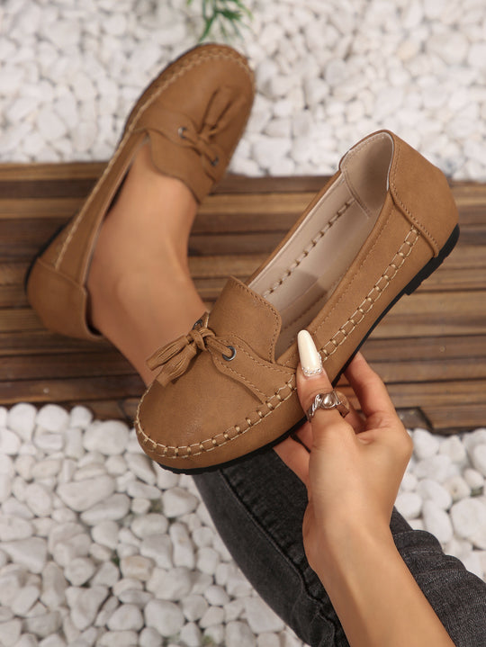 Damen Mokassins mit trendigem Fransen-Design und bequemer Sohle EB