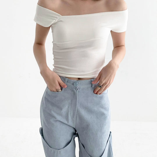 Damen modernes asymmetrisches Oberteil mit trendigem One-Shoulder-Design EB