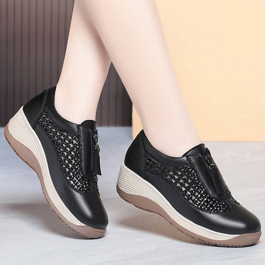 Damen Komfortable Slip-On Sneaker mit Atmungsaktivem Netzdesign und Bequemem Fußbett EB