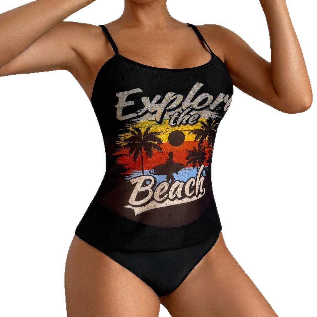 Damen Sportliches Tankini-Set mit trendigem Druck EB