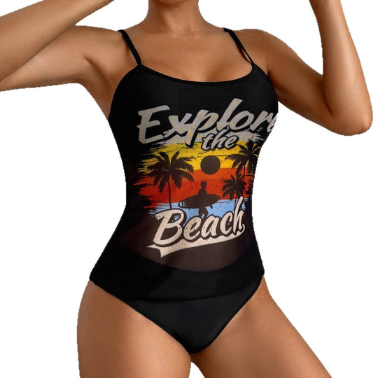 Damen Sportliches Tankini-Set mit trendigem Druck EB