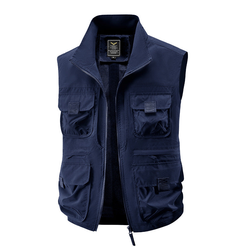 Herren Outdoor-Utilityweste mit Mehrfach-Taschen, verstärkten Einsätzen und Frontreißverschluss EB