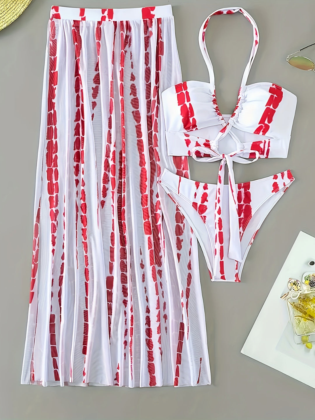 Damen Bikini-Set mit elegantem Wickelrock und modischem Triangel-Top EB