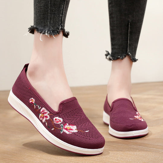Damen Slip-On Sneaker mit floralem Stickmuster EB