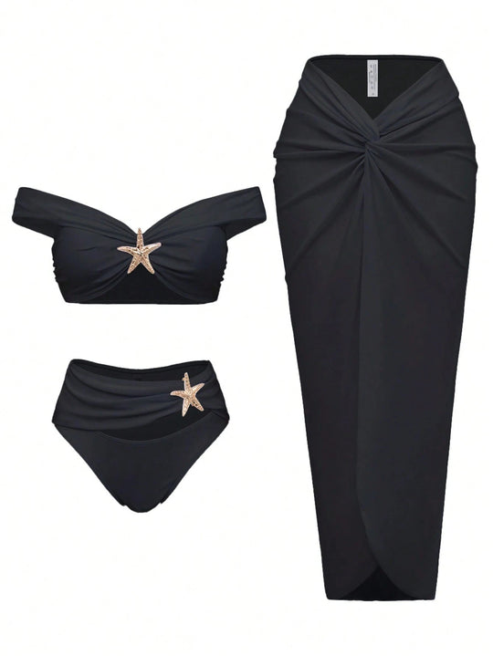 Damen Elegantes Bikiniset mit Wickelrock EB