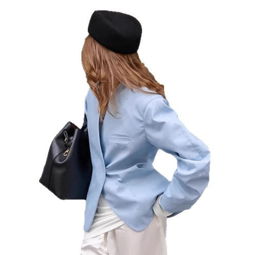 Damen Elegante Oversized-Blazerjacke mit asymmetrischem Schnitt und praktischen Taschen EB