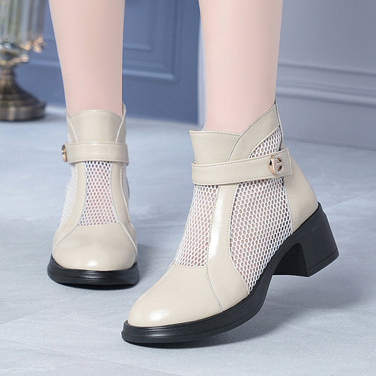 Damen modische Stiefeletten mit stylishem Netzbesatz EB