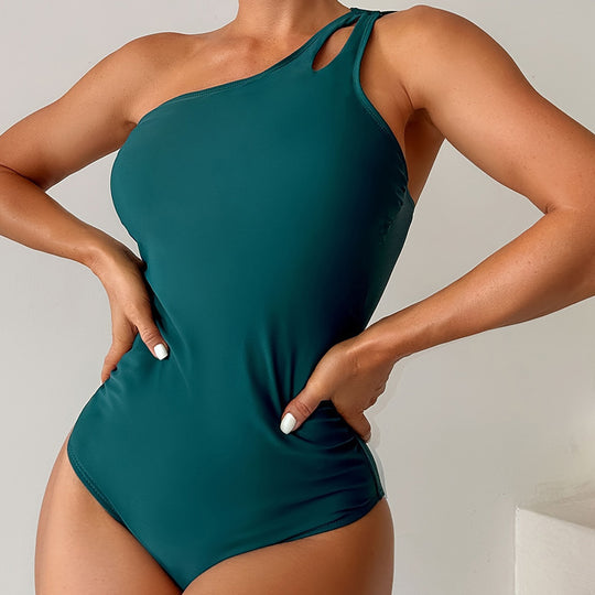 Damen Einteiliger Badeanzug mit asymmetrischem Schnitt und verstellbarem Träger EB