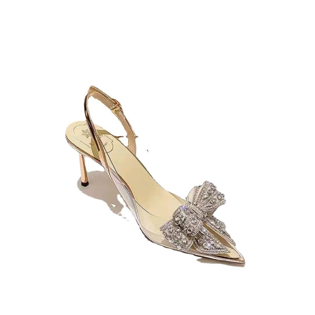Damen Glamouröse Slingback-Pumps mit eleganter Schleifenverzierung und funkelnden Applikationen EB