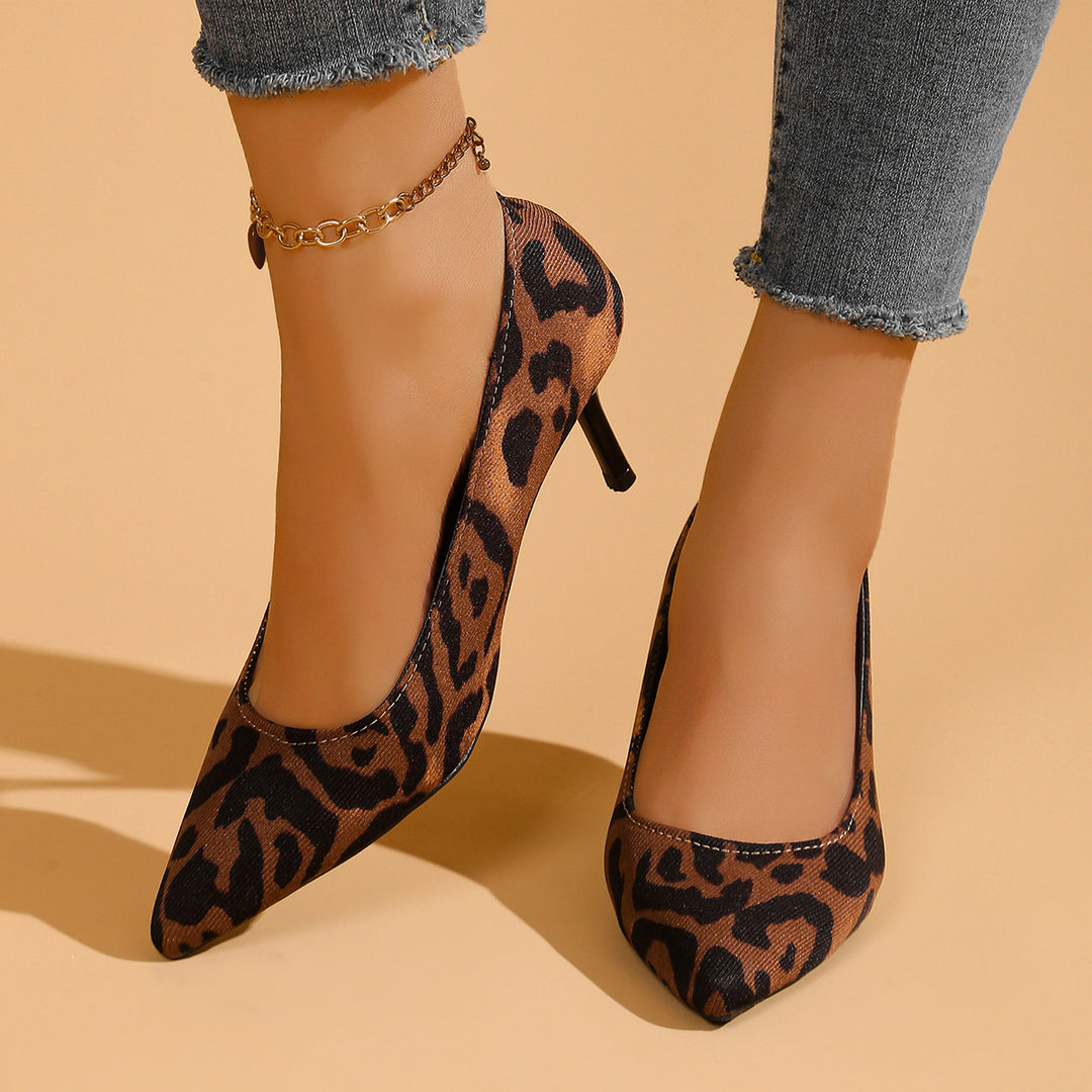 Damen spitze Wildleder-Pumps mit Leopardenmuster EB