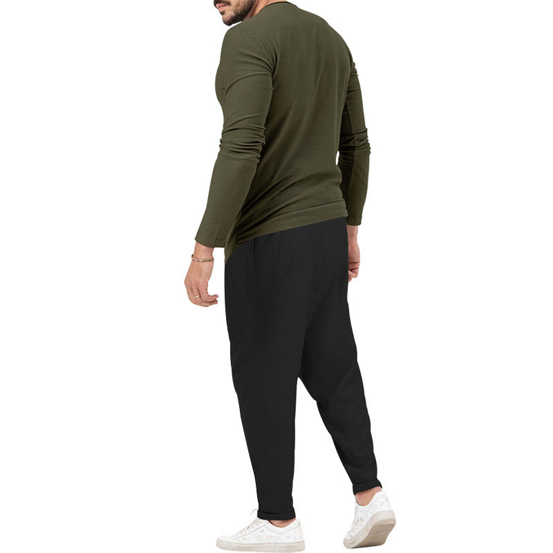Herren Bequeme Jogginghose mit modischen Details und lässigem langarm Shirt EB
