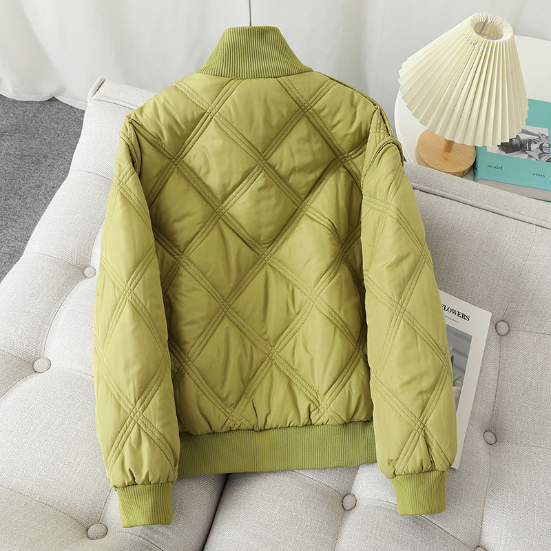 Damen gesteppte Übergangsjacke mit hohem Kragen und elastischen Bündchen EB