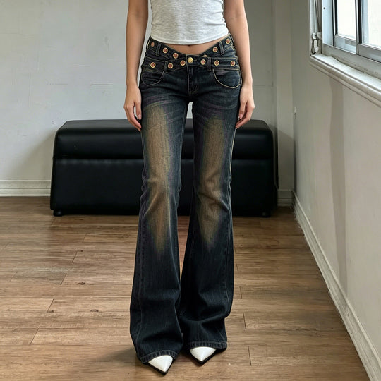 Damen Jeans mit weitem Schnitt und eleganten Gürtelschlaufen EB