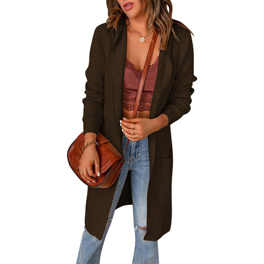 Damen Strickjacke mit tiefem V-Ausschnitt und praktischen Taschen EB