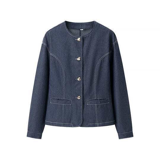 Damen weite Denim-Hosen mit hohem Bund und klassischem Schnitt EB
