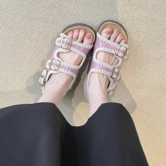 Damen bequeme Clogs mit verstellbaren Schnallen und ergonomischem Fußbett EB