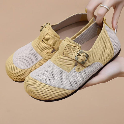 Damen Slip-On Schuhe mit verstellbarem Schnallenverschluss und atmungsaktiver Oberflächenstruktur EB