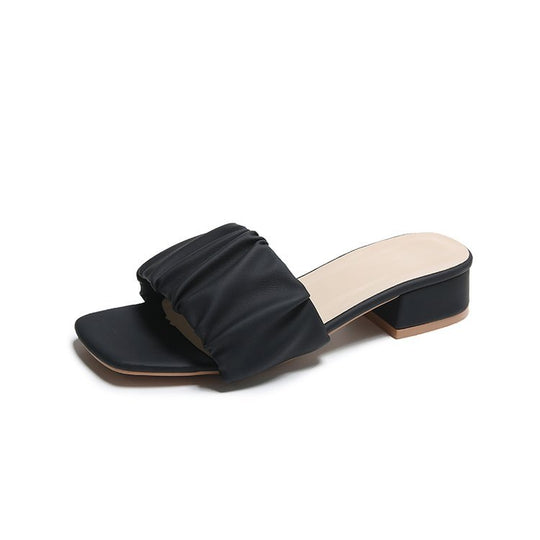 Damen elegante Mules mit modischer Raffung EB