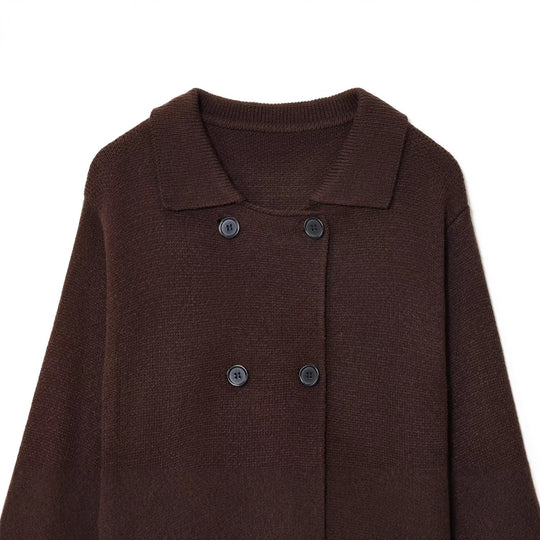 Damen elegante Strickjacke mit doppelter Knopfleiste und praktischen Taschen EB