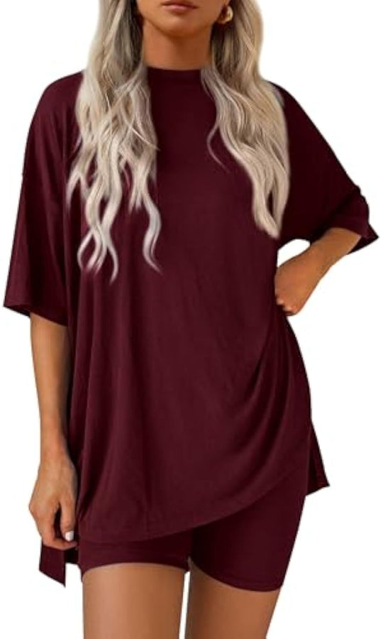 Damen lässiges Sport-T-Shirt mit Shorts im Set EB