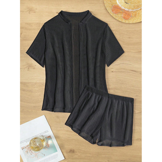 Damen Strandschal mit modischem offenen Schnitt und lässigen Shorts EB