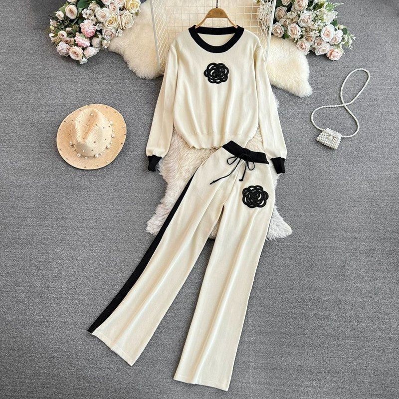 Damen elegantes und komfortables Freizeit-Set mit floralem Design EB