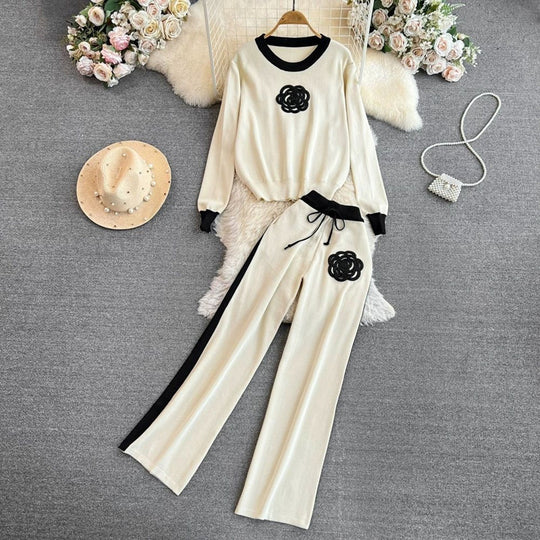 Damen elegantes und komfortables Freizeit-Set mit floralem Design EB