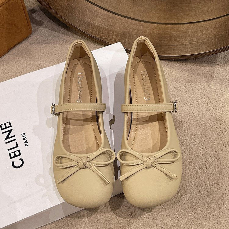Damen Ballerinas mit zierlichem Schleifenakzent und verstellbarem Riemen EB