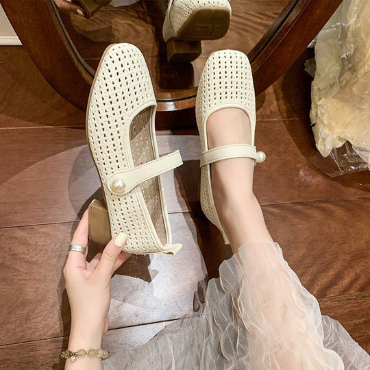 Damen elegante Ballerinas mit strapazierfähigem Netzdesign und modischer Schnalle EB