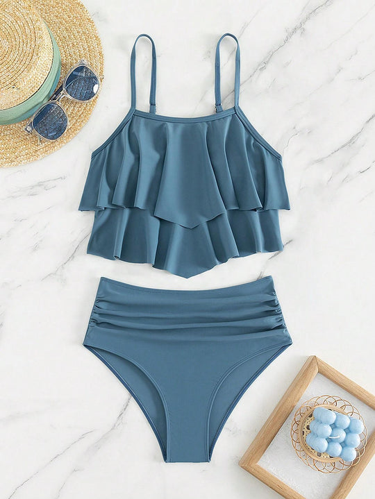 Damen Bikini-Set mit voluminösem Rüschendesign EB