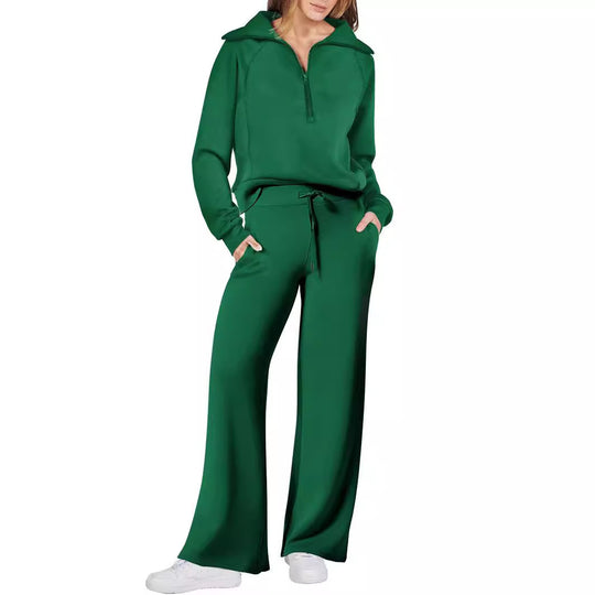 Damen Sportlicher Zweiteiler aus weichem Material mit hohem Kragen und weitem Schnitt EB