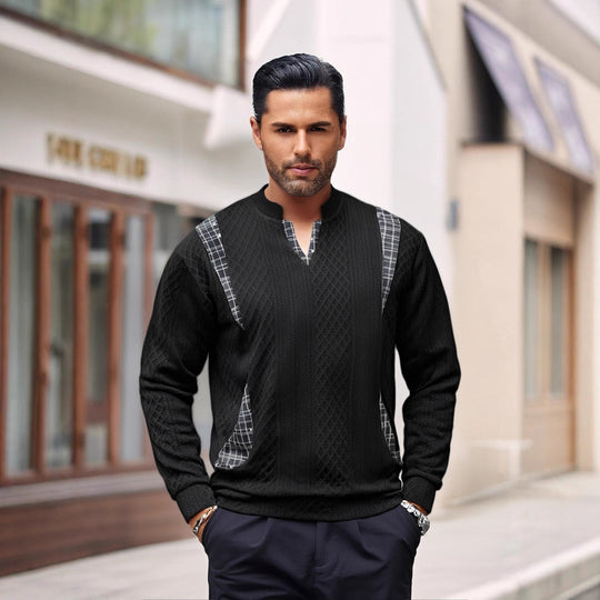Herren Strickpullover mit modischen Karoelementen EB