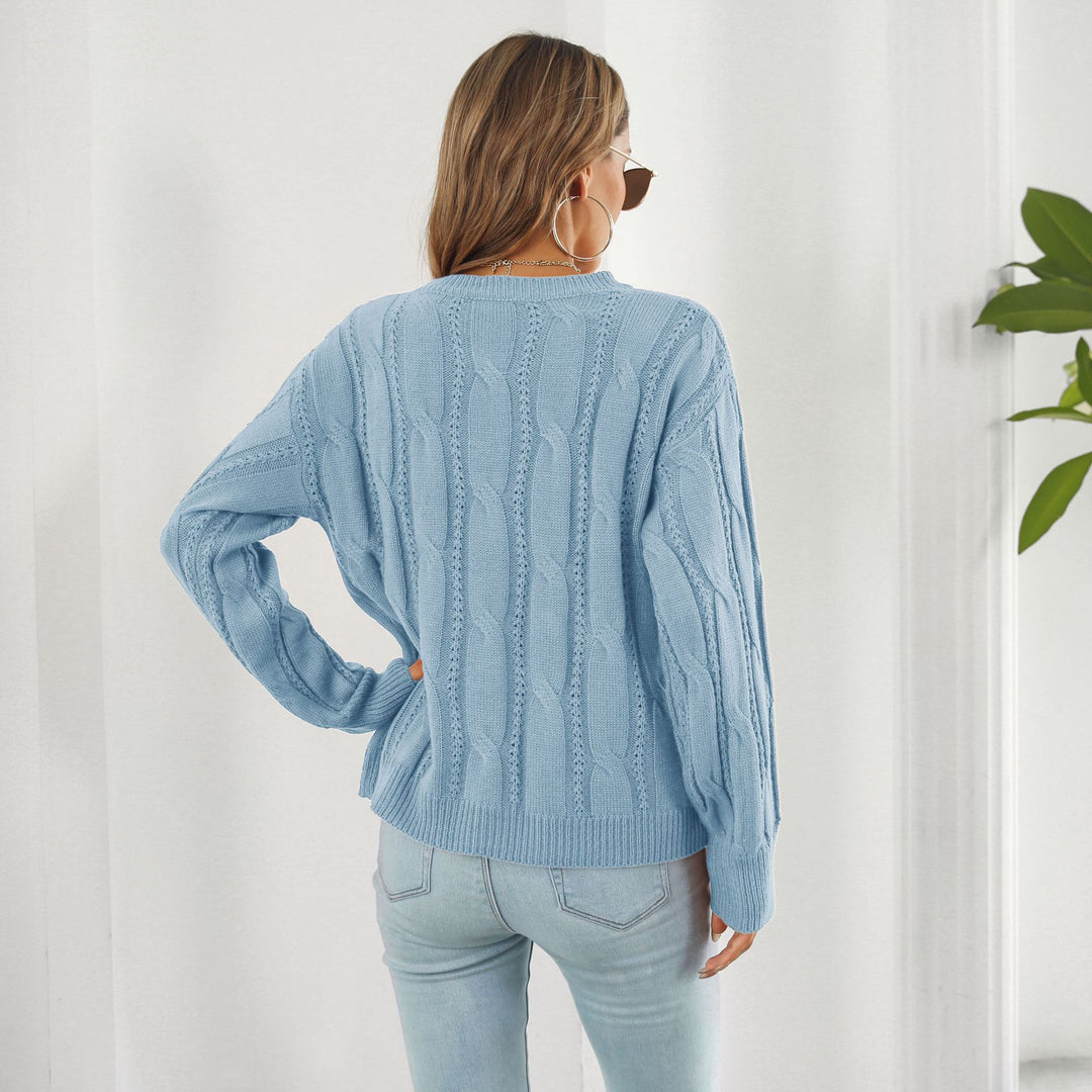 Damen Grobstrickpullover mit einzigartigem Zopfmuster und lässigem Schnitt EB