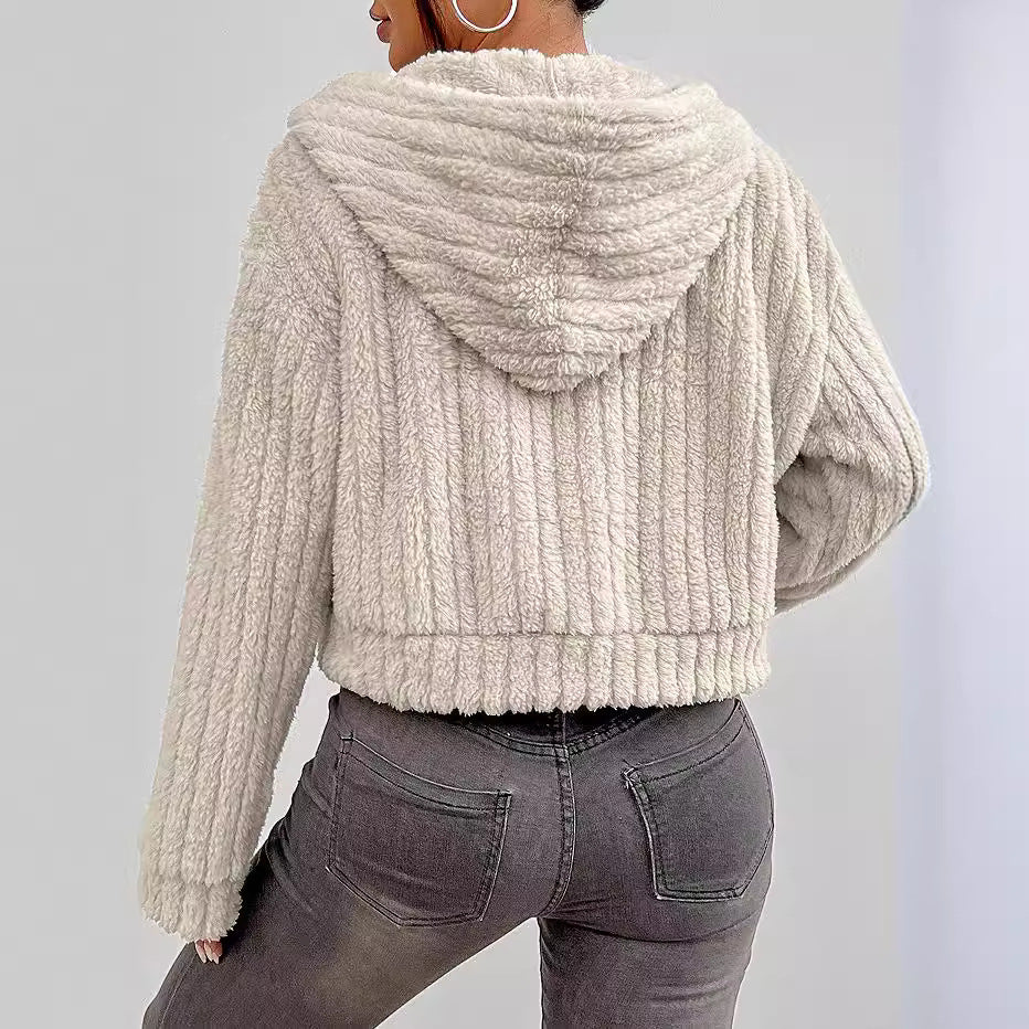 Damen Rotationsjacke aus kuscheligen Fleece mit Hohem Kragen EB