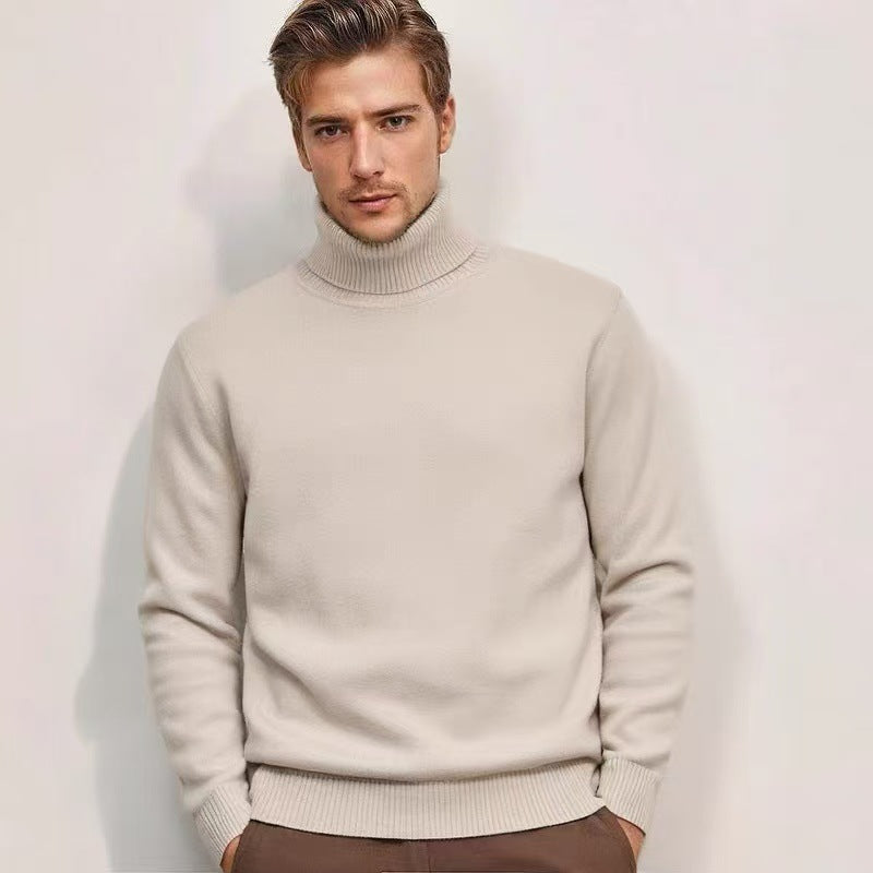 Herren nan feinstrick Rollkragenpullover mit schmaler Silhouette und gerippten Bündchen EB