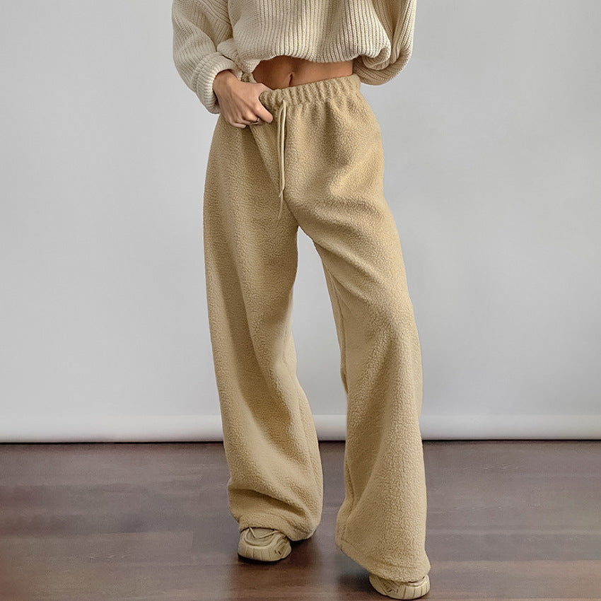 Damen Bequeme Fleece-Hose mit weitem Schnitt EB