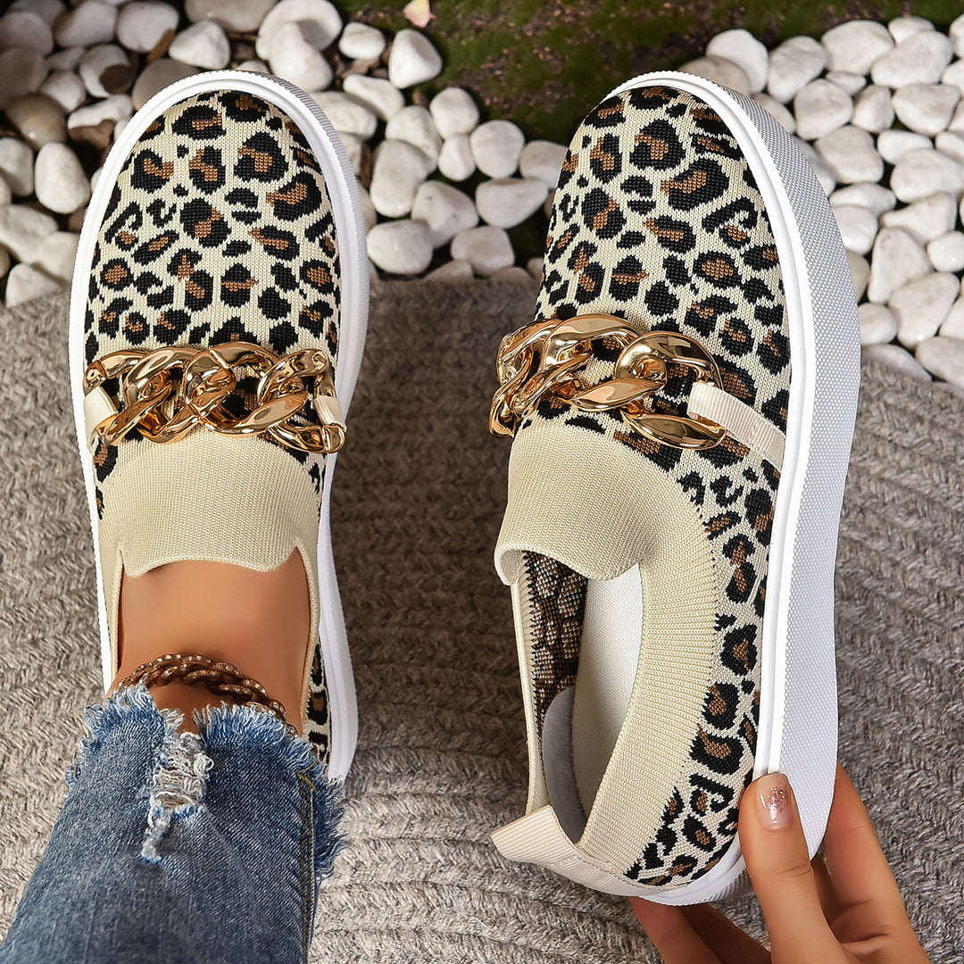 Damen Modische Slip-On Sneakers mit elegantem Ketten-Detail EB