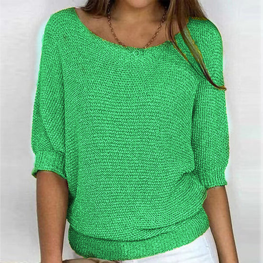 Damen nan legerer kastiger Feinstrickpullover mit weitem Ausschnitt EB