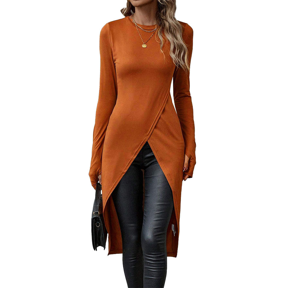 Damen asymmetrisches Longshirt mit überlappendem Frontschlitz und taillierter Silhouette Eichborn Berlin